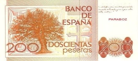 İspanya Peseta 200 ESP arka yüz