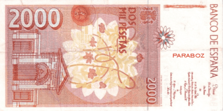 İspanya Peseta 2.000 ESP arka yüz