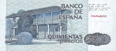 İspanya Peseta 500 ESP arka yüz