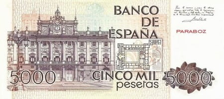 İspanya Peseta 5.000 ESP arka yüz