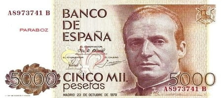 İspanya Peseta 5.000 ESP ön yüz