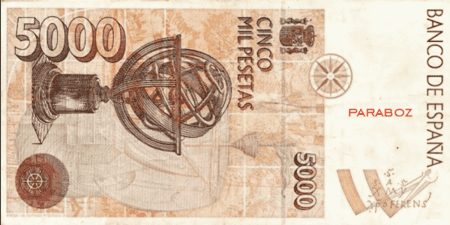 İspanya Peseta 5.000 ESP arka yüz