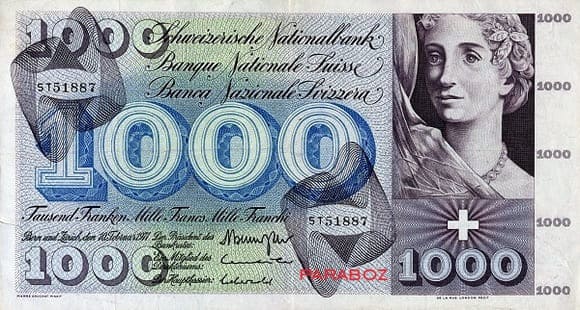 İsviçre 1.000 CHF ön yüz