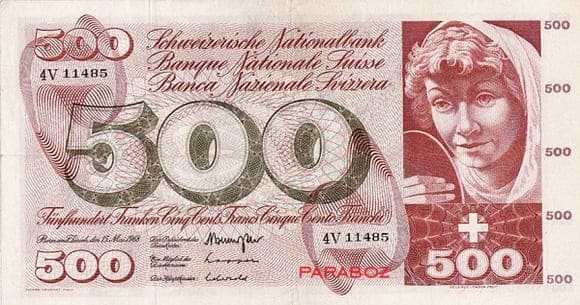 İsviçre 500 CHF ön yüz