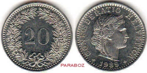 İsviçre 0,2 CHF ön yüz