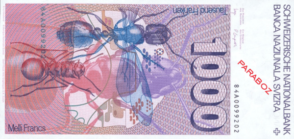İsviçre 1.000 CHF arka yüz