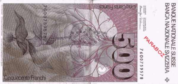 İsviçre 500 CHF arka yüz