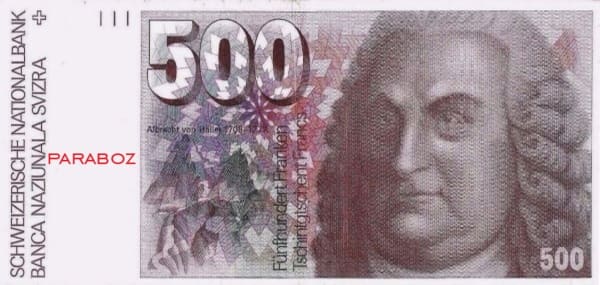 İsviçre 500 CHF ön yüz