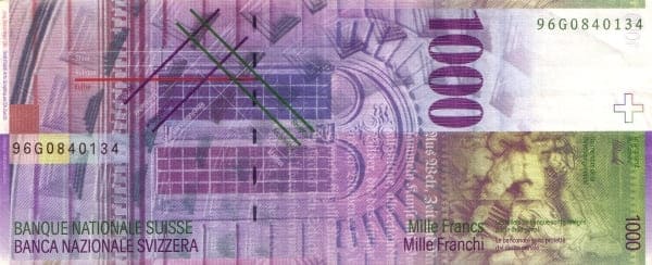 İsviçre 1.000 CHF arka yüz