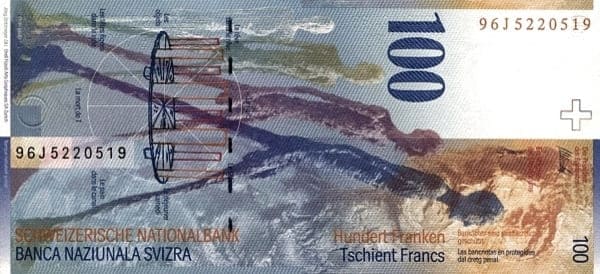 İsviçre 100 CHF arka yüz