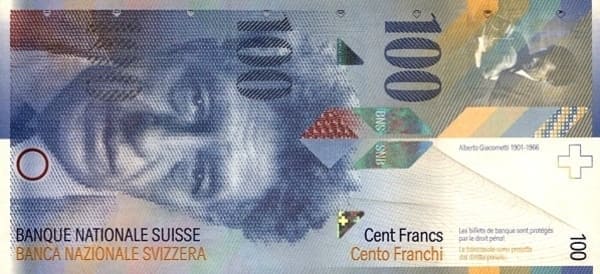 İsviçre 100 CHF ön yüz