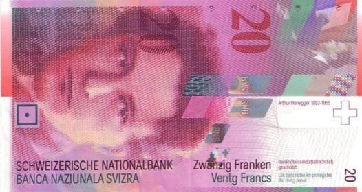 İsviçre 20 CHF ön yüz