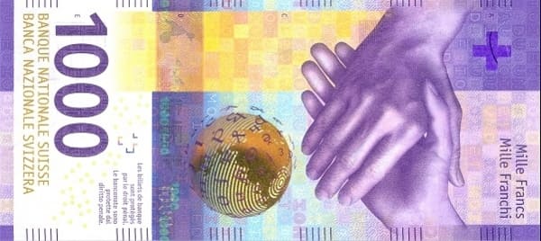 İsviçre 1.000 CHF ön yüz