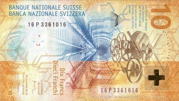 İsviçre 10 CHF arka yüz