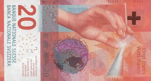 İsviçre 20 CHF ön yüz