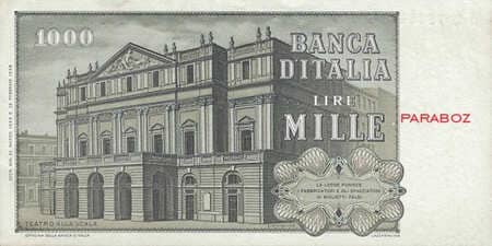 İtalyan Liret 1.000 ITL arka yüz