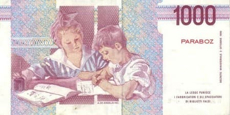 İtalyan Liret 1.000 ITL arka yüz