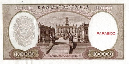 İtalyan Liret 10.000 ITL arka yüz