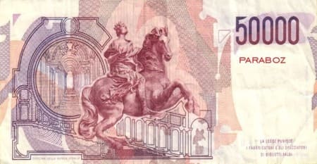 İtalyan Liret 50.000 ITL arka yüz