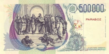 İtalyan Liret 500.000 ITL ön yüz