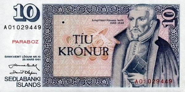 İzlanda 10 ISK ön yüz