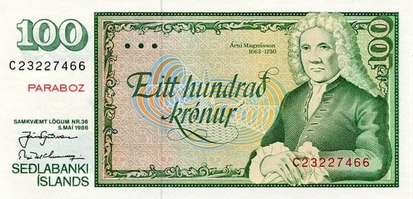 İzlanda 100 ISK ön yüz