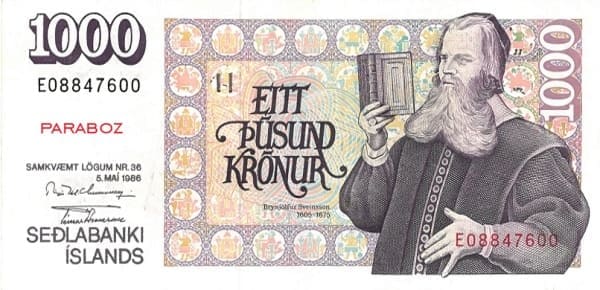 İzlanda 1.000 ISK ön yüz