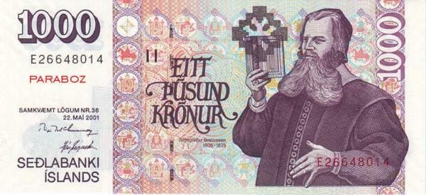 İzlanda 1.000 ISK ön yüz