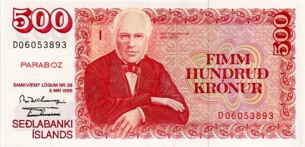 İzlanda 500 ISK ön yüz