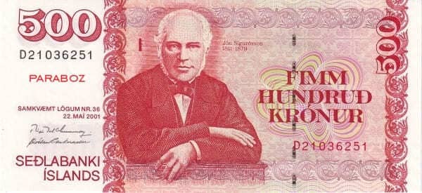 İzlanda 500 ISK ön yüz