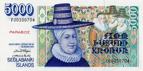 İzlanda 5.000 ISK ön yüz