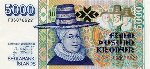 İzlanda 5.000 ISK ön yüz