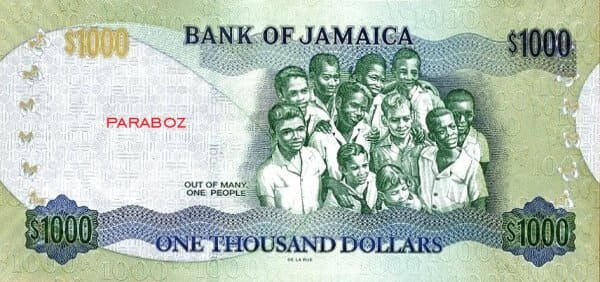 Jamaika 1.000 JMD arka yüz