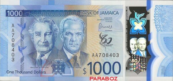 Jamaika 1.000 JMD ön yüz