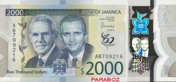 Jamaika 2.000 JMD ön yüz