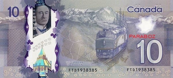 Kanada 10 CAD arka yüz