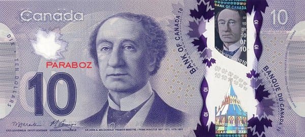 Kanada 10 CAD ön yüz