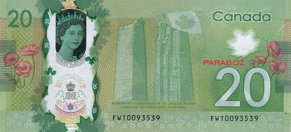 Kanada 20 CAD arka yüz