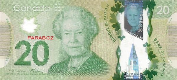 Kanada 20 CAD ön yüz