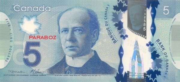 Kanada 5 CAD ön yüz