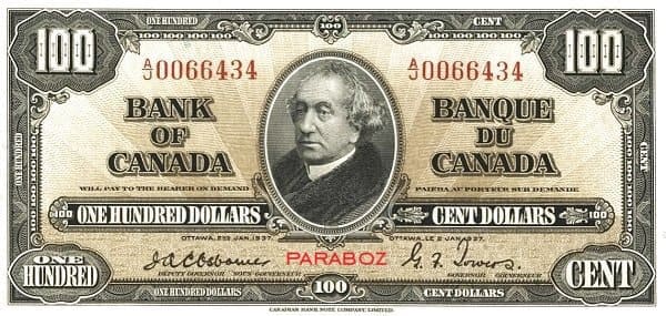 Kanada 100 CAD ön yüz
