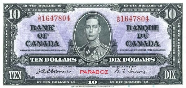 Kanada 10 CAD ön yüz