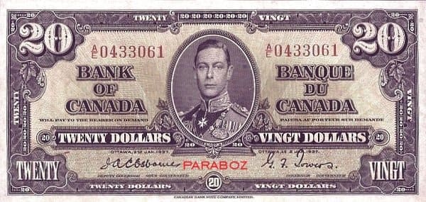 Kanada 20 CAD ön yüz