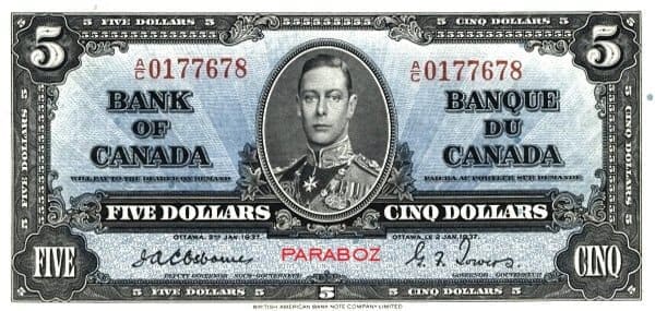 Kanada 5 CAD ön yüz