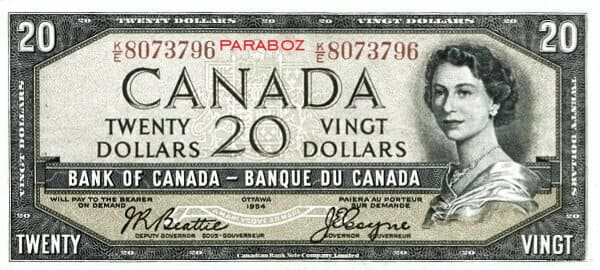 Kanada 20 CAD ön yüz