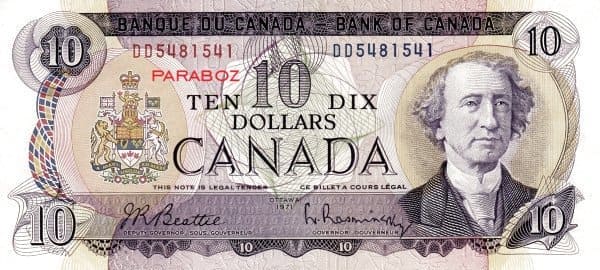 Kanada 10 CAD ön yüz