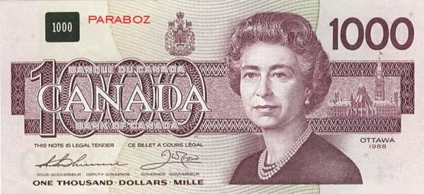 Kanada 1.000 CAD ön yüz