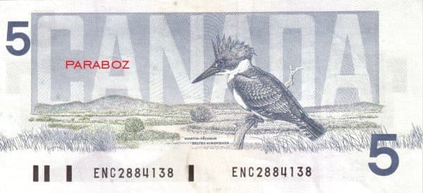 Kanada 5 CAD arka yüz