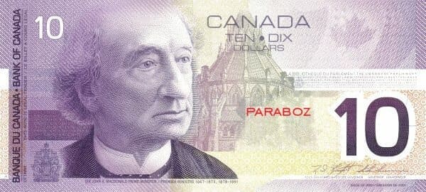Kanada 10 CAD ön yüz