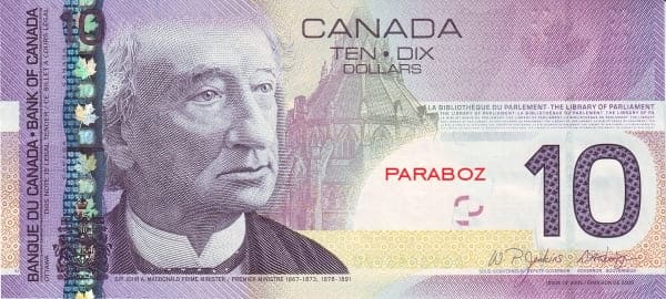 Kanada 10 CAD ön yüz